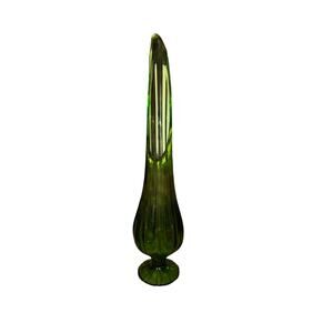 vintage Mid-Century Modern green glass swung vase, 
by L.E. Smith